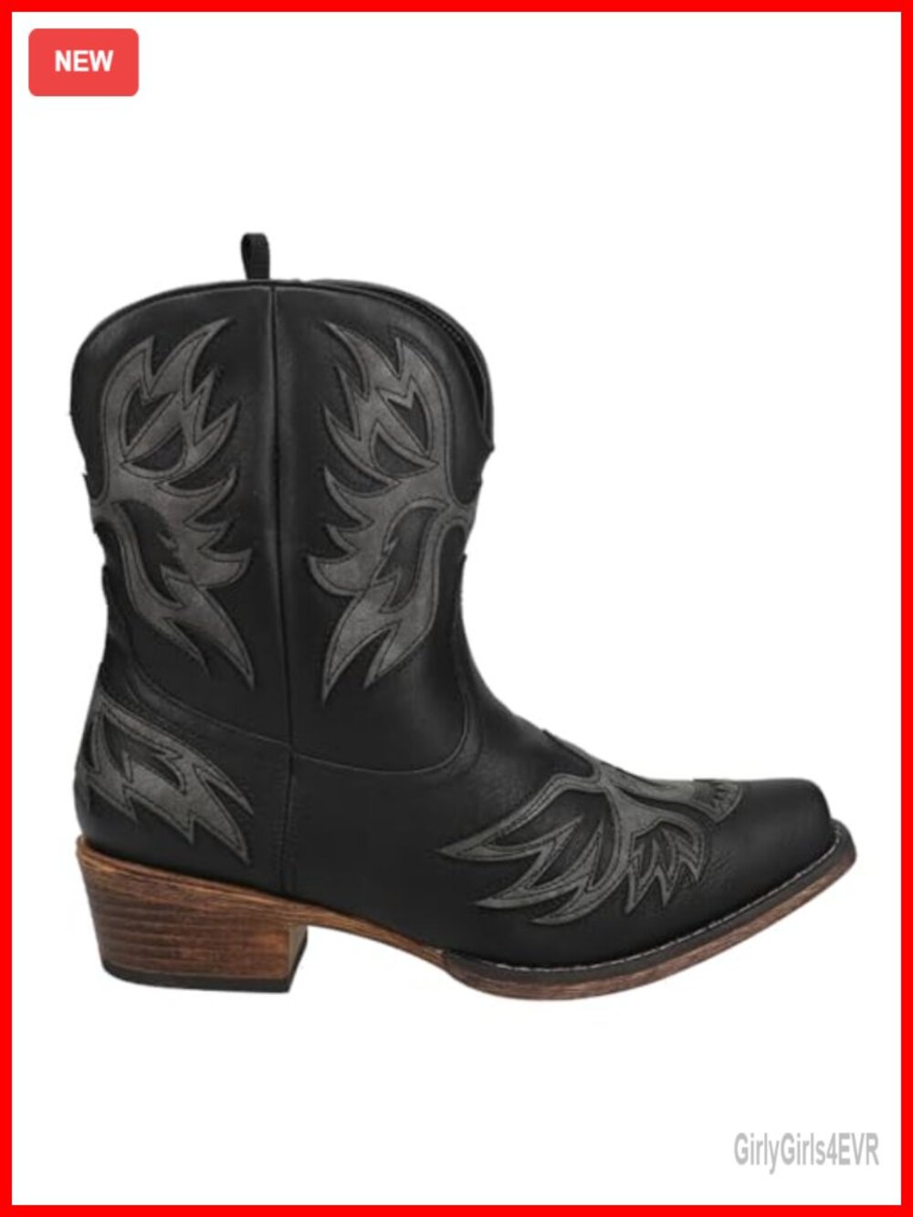Faux Leather Snip Toe Cowboy Booties Pull On Mid Calf